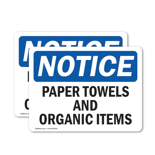 Signmission Paper Towels And Organic Items, 7 in W x Rectangle, Vinyl Decal OS-2PACK-NS-D-57-L-17114 - main